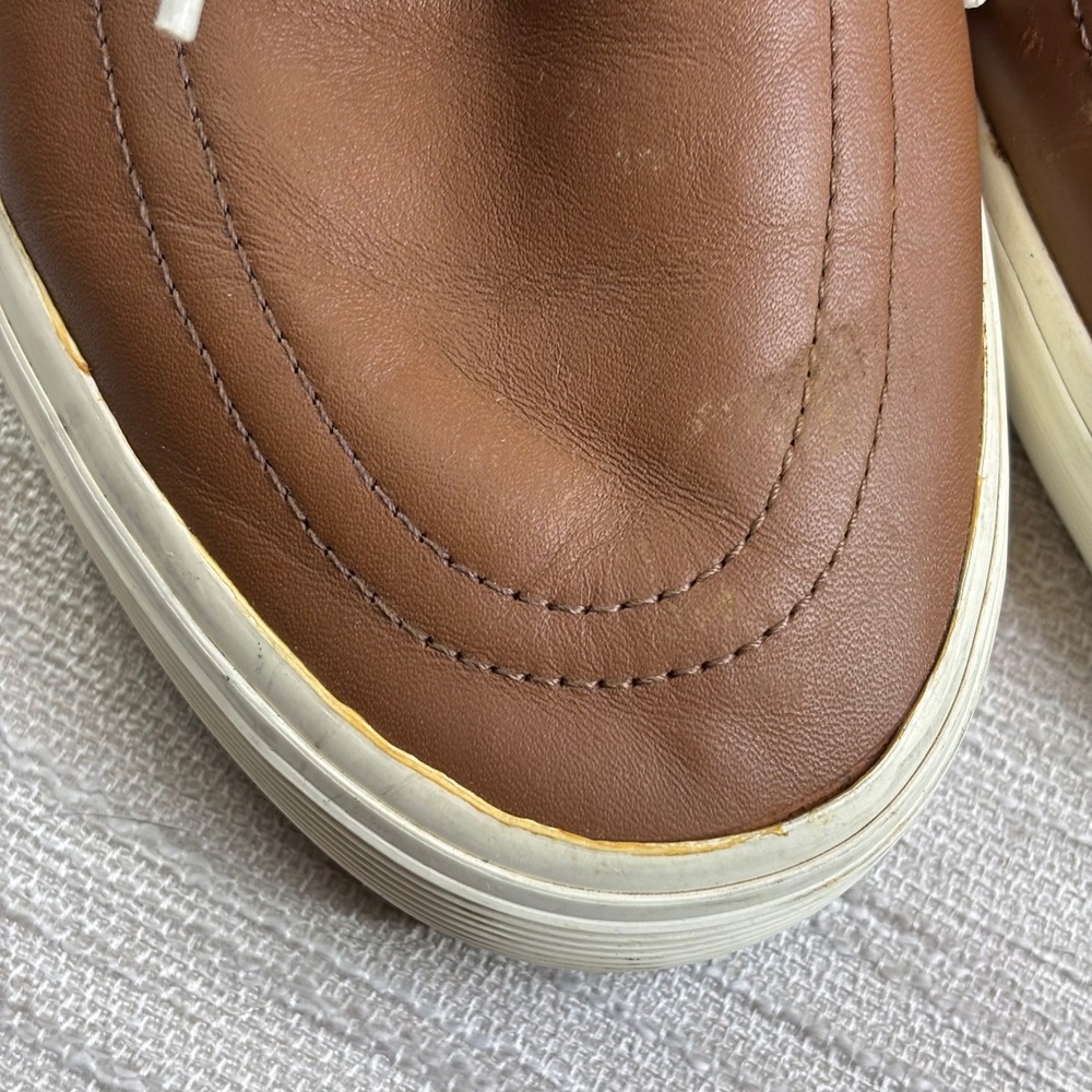 Polo Ralph Lauren Faxon Low‎ Brown Leather Sneakers Mens 8.5 D Preppy - Picture 5 of 10